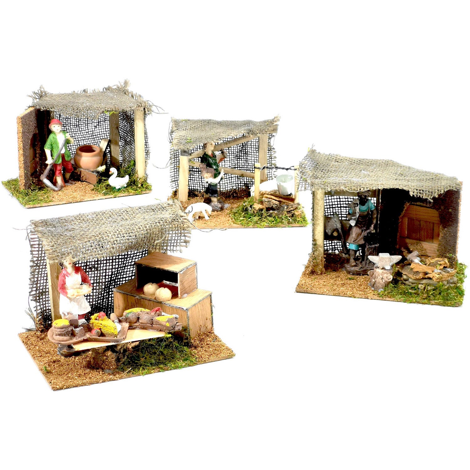 VESTIAMO CASA GRAN NATALE - Ambientazione natalizia su base accessorio per presepe h10 cm - set 9 pezzi